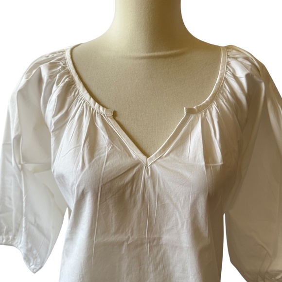 S’EDGE TOP PUFF SHORT SLEEVE SPLIT NECK MINIMALIST MODERN DRESSY CASUAL XS - Picture 2 of 12